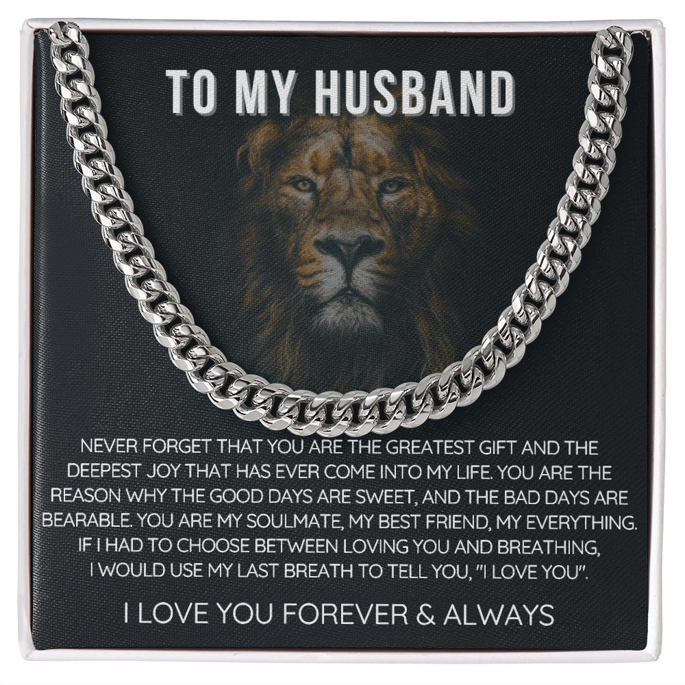 To My Husband - Cuban Link Necklace - Love You Forever Message Card Gift
