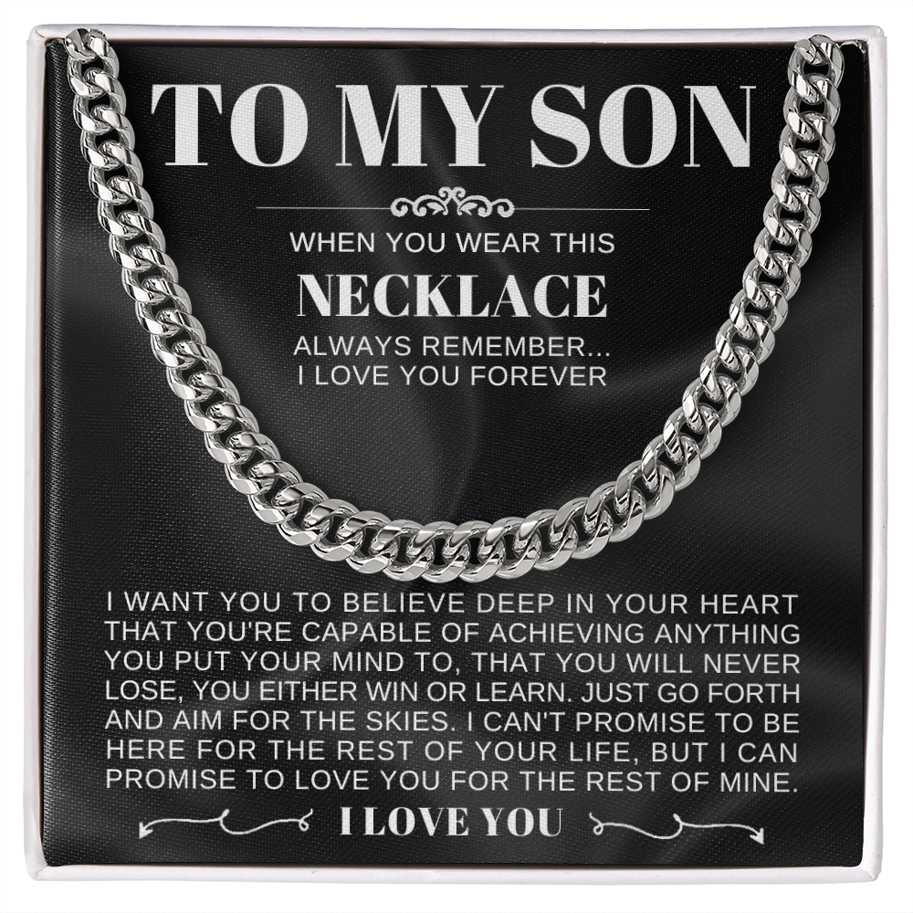 To My Son - Cuban Link Necklace - Love you forever Message Card Gift