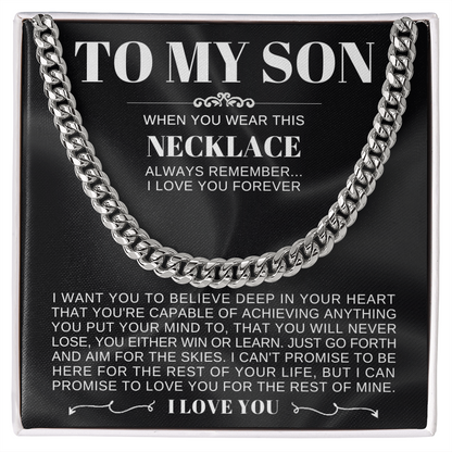 To My Son - Cuban Link Necklace - Love you forever Message Card Gift