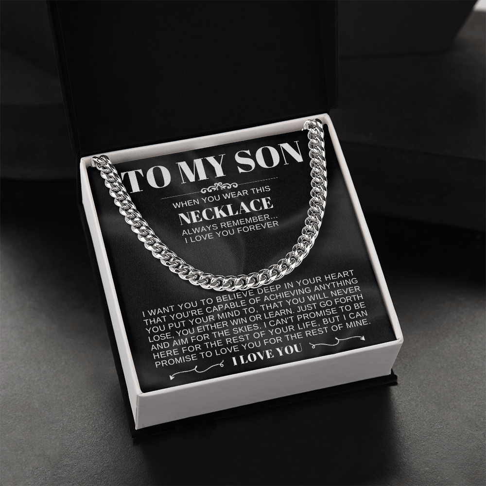 To My Son - Cuban Link Necklace - Love you forever Message Card Gift