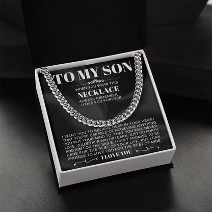 To My Son - Cuban Link Necklace - Love you forever Message Card Gift