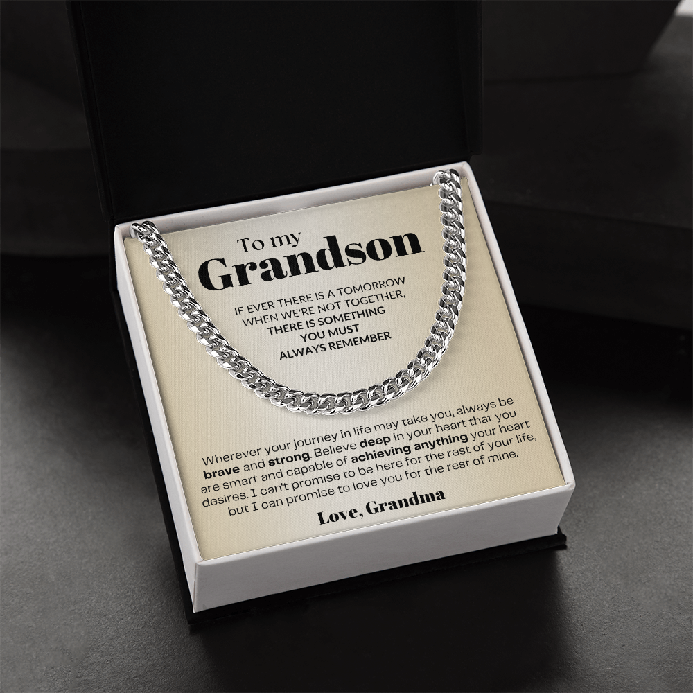 To My Grandson - Cuban Link Necklace Gift - From Grandma