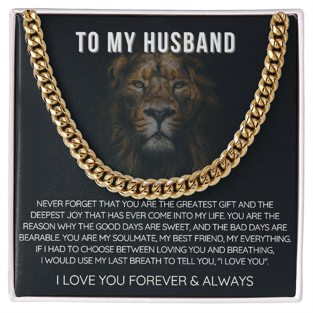 To My Husband - Cuban Link Necklace - Love You Forever Message Card Gift