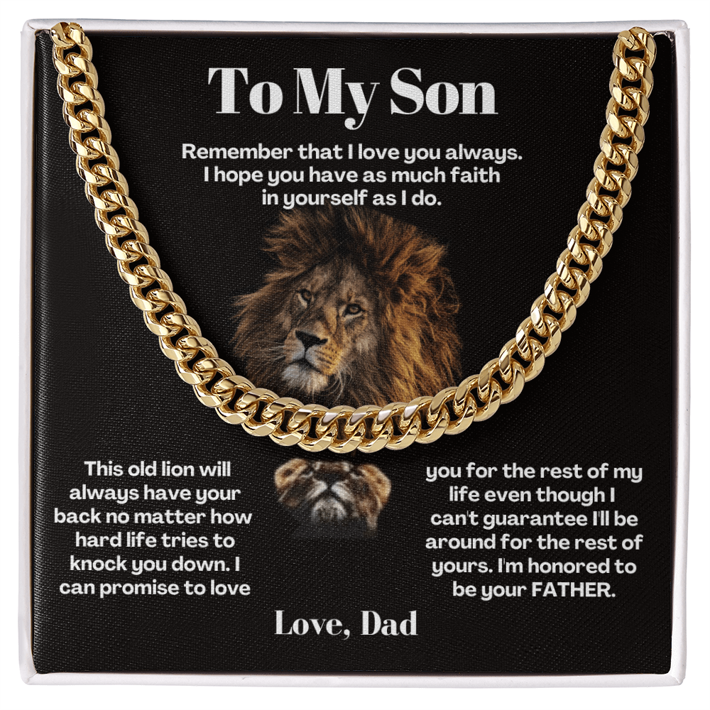 To My Son - Cuban Link Necklace - Always Have Your Back Message Card Gift