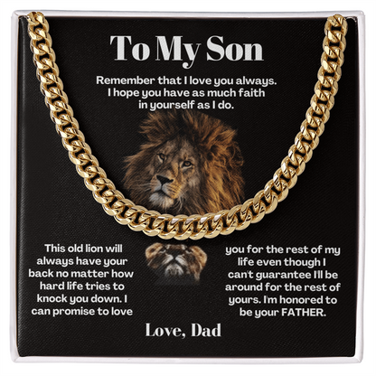 To My Son - Cuban Link Necklace - Always Have Your Back Message Card Gift