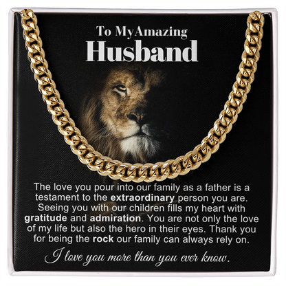 To My Husband - Cuban Link Necklace - Love You More Message Card Gift