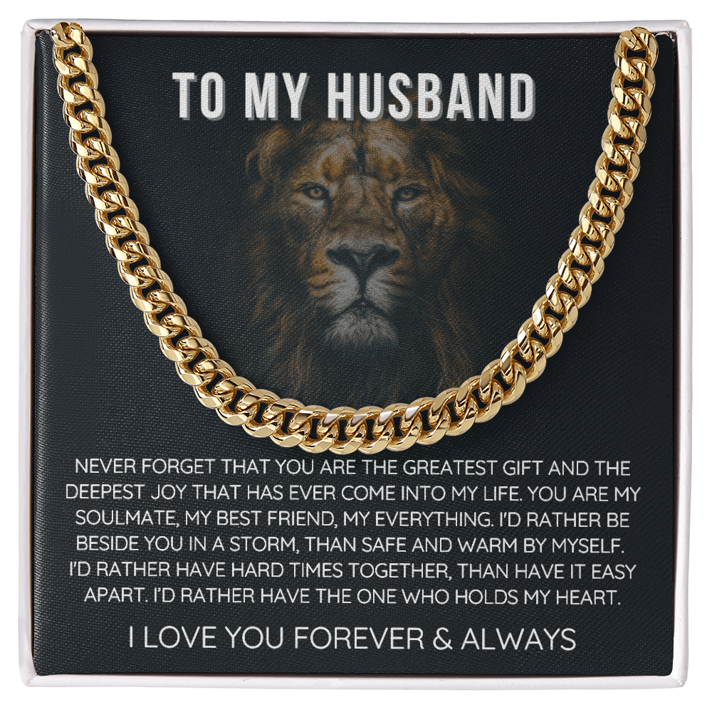 To My Husband - Cuban Link Necklace - Love You Forever Message Card Gift