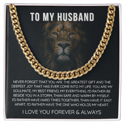 To My Husband - Cuban Link Necklace - Love You Forever Message Card Gift
