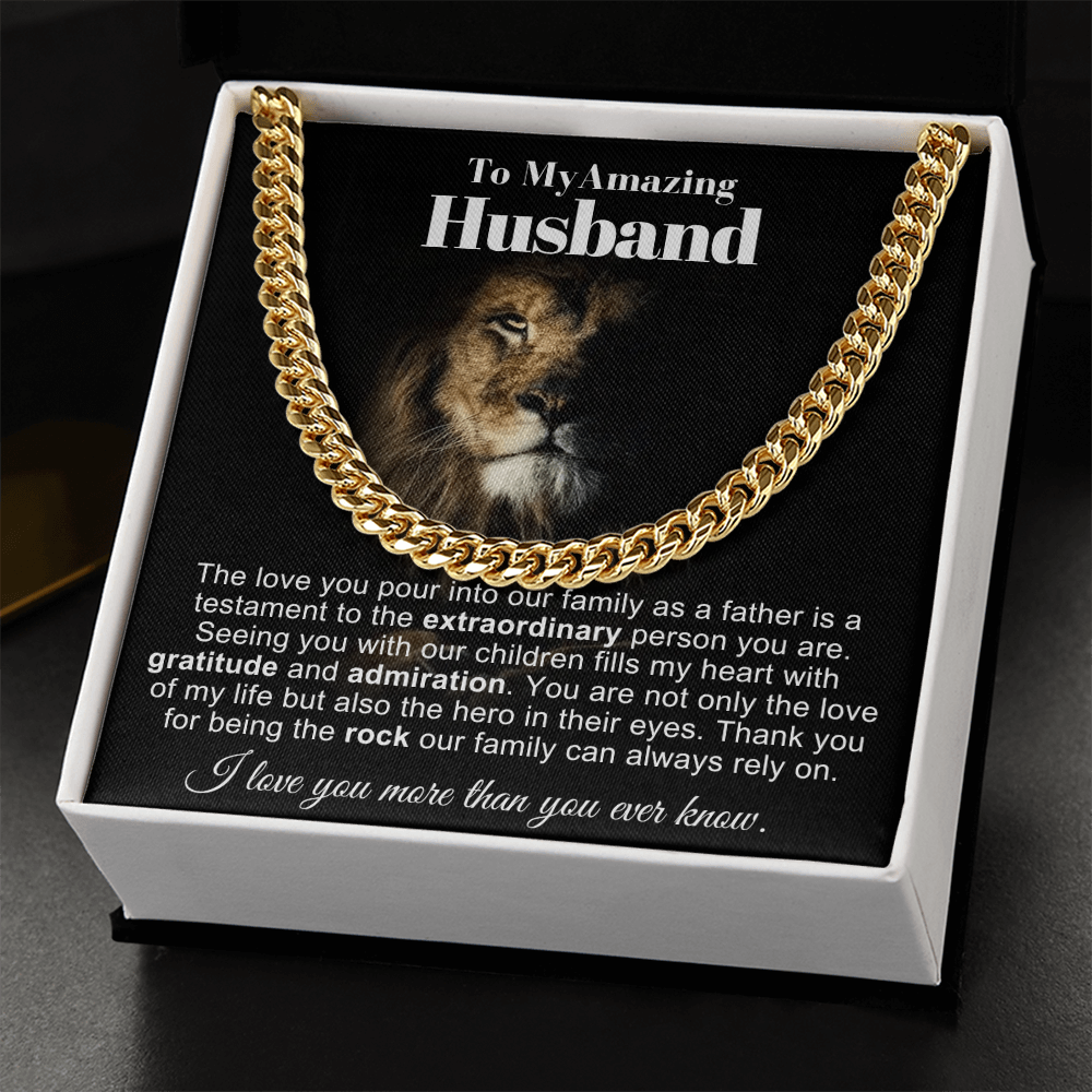 To My Husband - Cuban Link Necklace - Love You More Message Card Gift