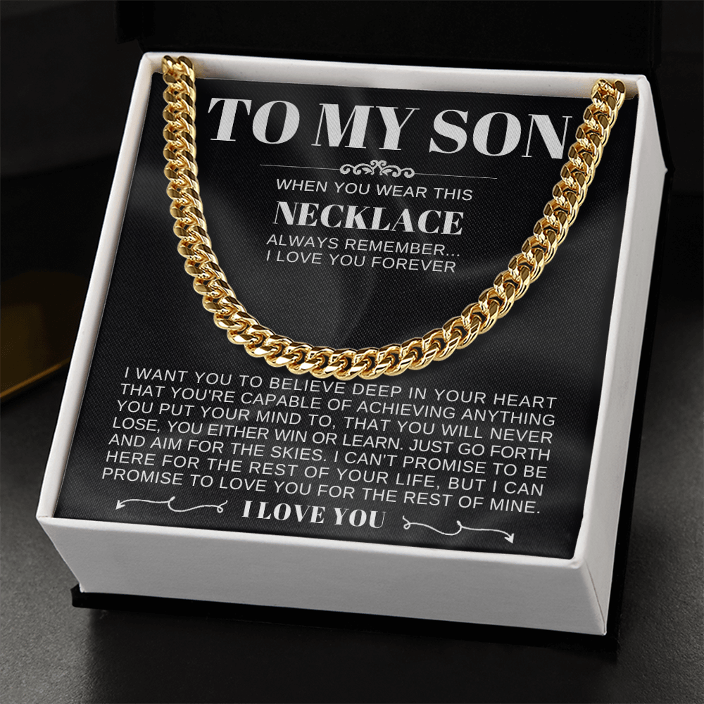 To My Son - Cuban Link Necklace - Love you forever Message Card Gift
