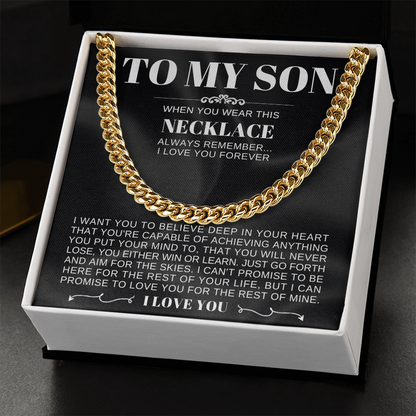 To My Son - Cuban Link Necklace - Love you forever Message Card Gift