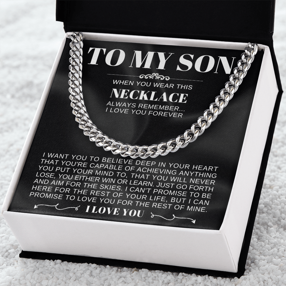 To My Son - Cuban Link Necklace - Love you forever Message Card Gift