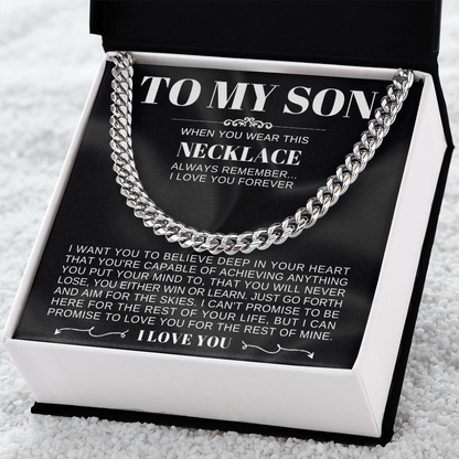 To My Son - Cuban Link Necklace - Love you forever Message Card Gift