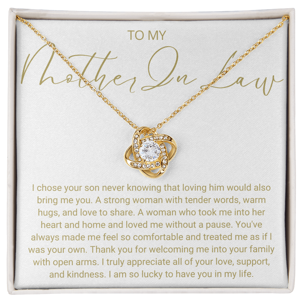 To My Mother In Law - Love Knot Necklace - Lucky To Have You Message Card Gift