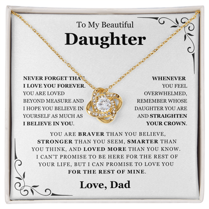 To My Daughter from Dad - Love Knot Necklace - Love You Forever Message Card Gift