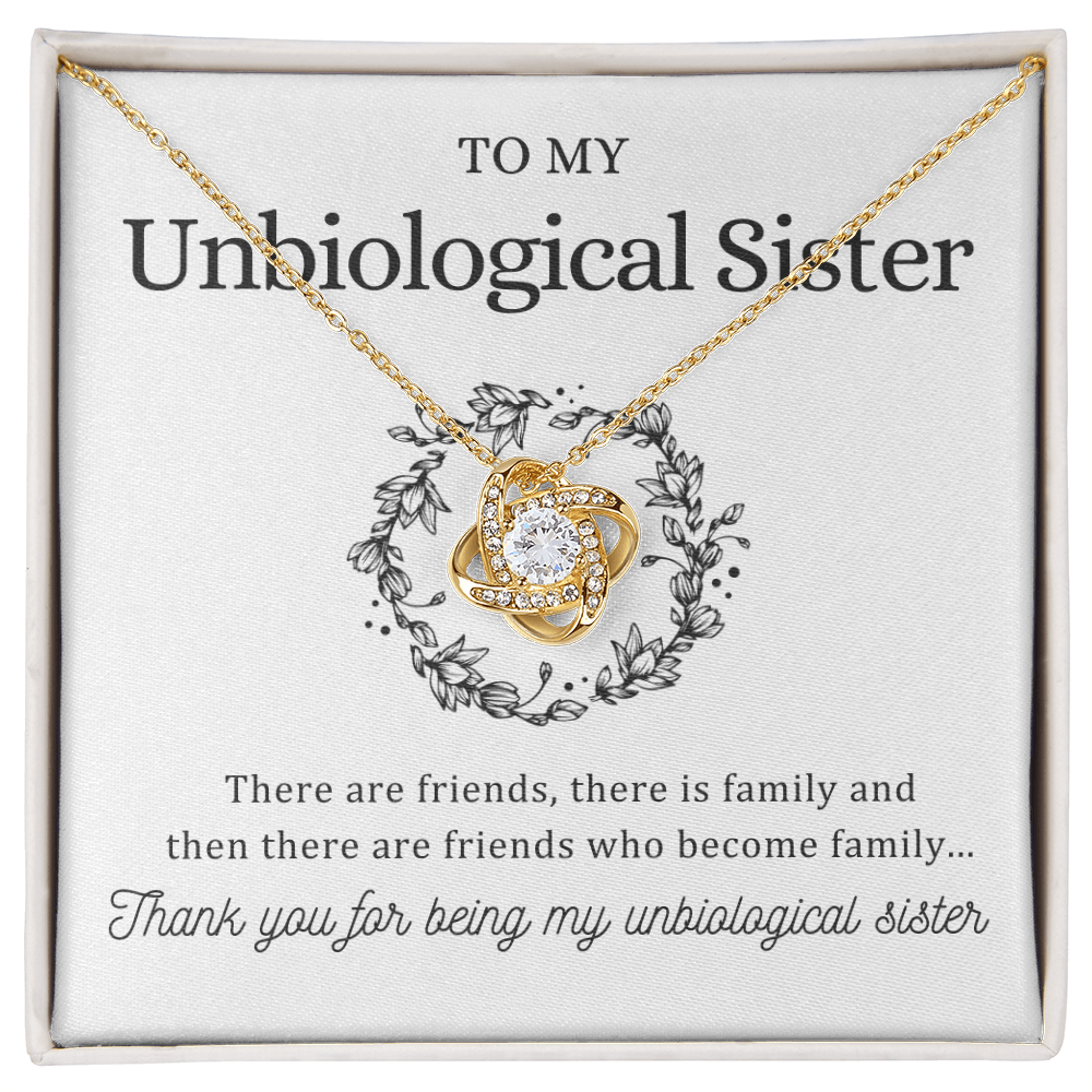 To My Unbiological Sister - Love Knot Necklace Message Card Gift