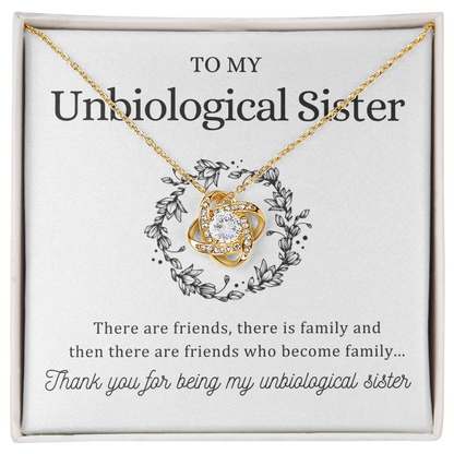 To My Unbiological Sister - Love Knot Necklace Message Card Gift