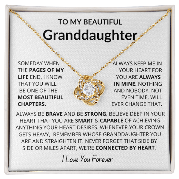 To My Granddaughter - Love Knot Necklace - Eternal Flower Gift Box