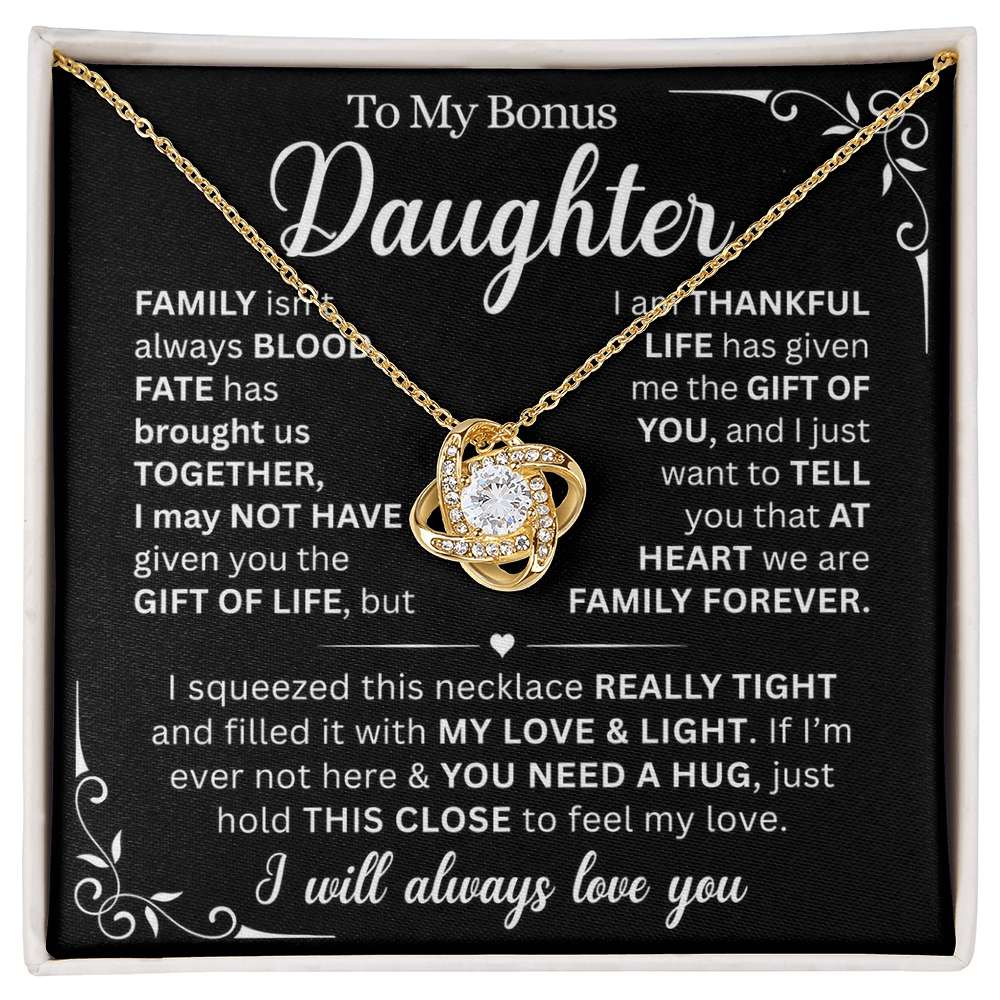 At Heart We Are Family Forever  - Necklace Gift for Bonus Daughter