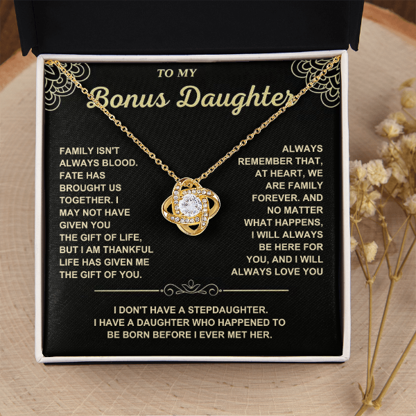 At Heart We Are Family Forever  - Necklace Gift for Bonus Daughter