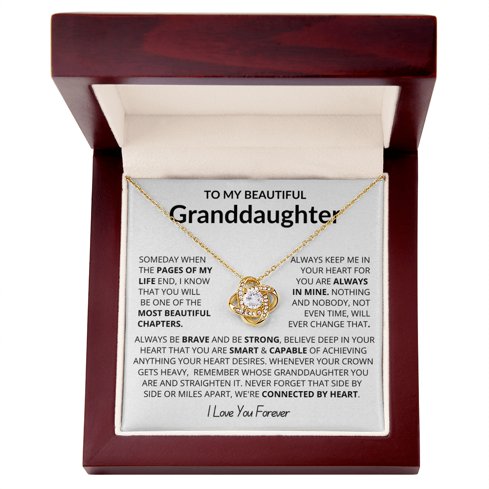 To My Granddaughter - Love Knot Necklace - Eternal Flower Gift Box