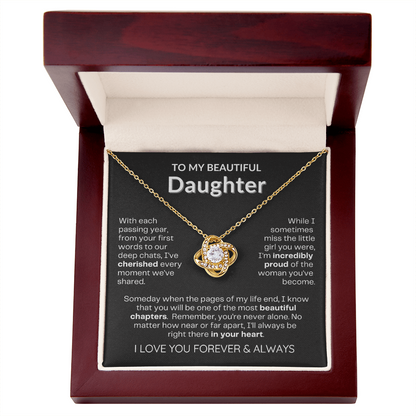 To My Daughter - Love Knot Necklace - Eternal Flower Gift Box