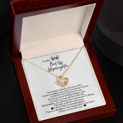 To My Badass Stepdaughter - Love Heart Necklace - Always Be Here For You Gift