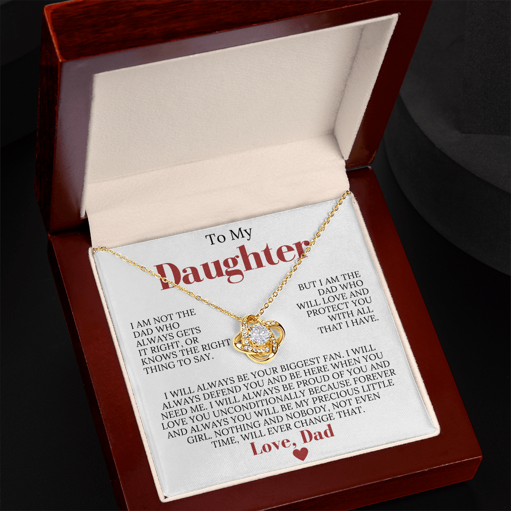 To My Daughter from Dad - Love Knot Necklace - Always My Precious Little Girl Gift