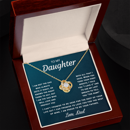 To My Daughter Necklace from Dad - Love Knot Necklace - Proud Father Message Card Gift