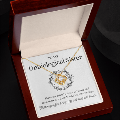 To My Unbiological Sister - Love Knot Necklace Message Card Gift