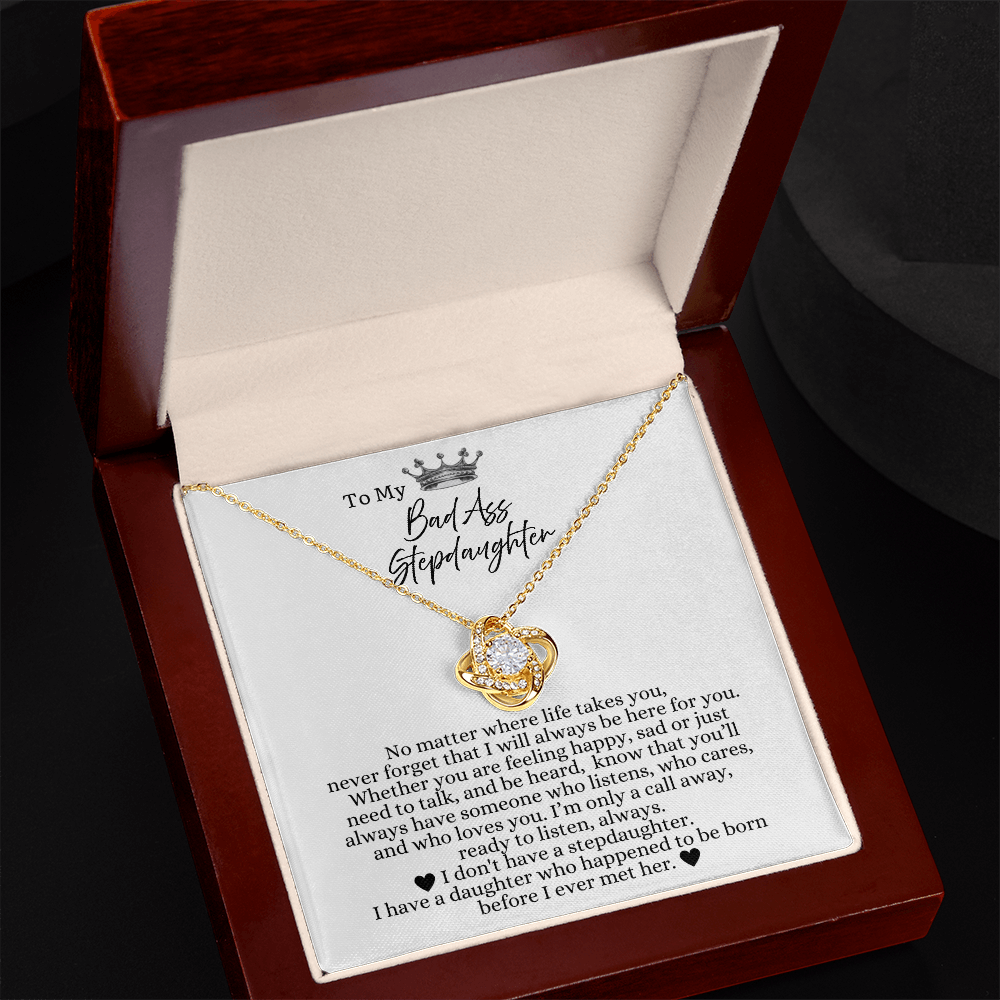 To My Bad Ass Stepdaughter - Love Heart Necklace - I Will Always Be Here For You Gift