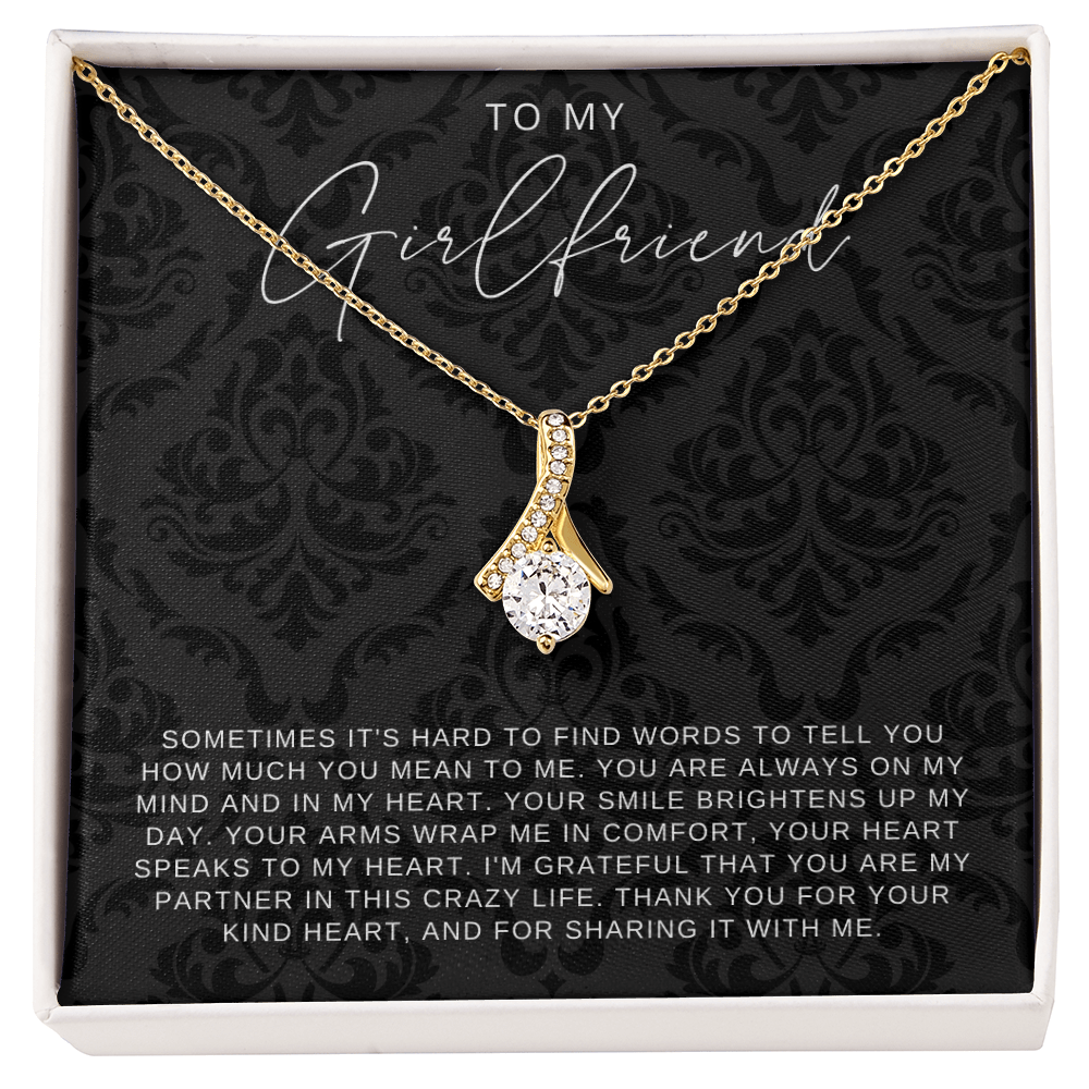 To My Girlfriend - Ribbon Necklace - You Are Always In My Heart Gift
