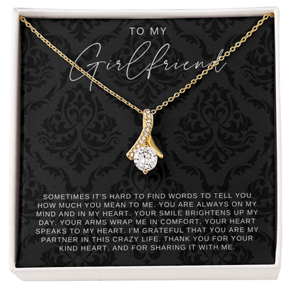To My Girlfriend - Ribbon Necklace - You Are Always In My Heart Gift