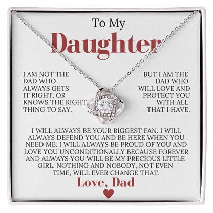 To My Daughter from Dad - Love Knot Necklace - Always My Precious Little Girl Gift