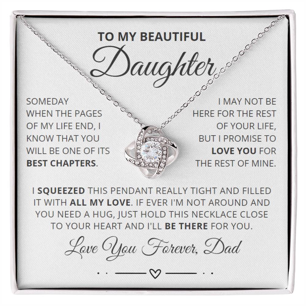 To My Daughter from Dad - Love Knot Necklace - I'll Be There for You Message Card Gift