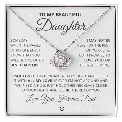 To My Daughter from Dad - Love Knot Necklace - I'll Be There for You Message Card Gift