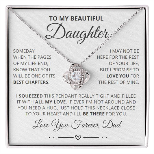To My Daughter from Dad - Love Knot Necklace - I'll Be There for You Message Card Gift