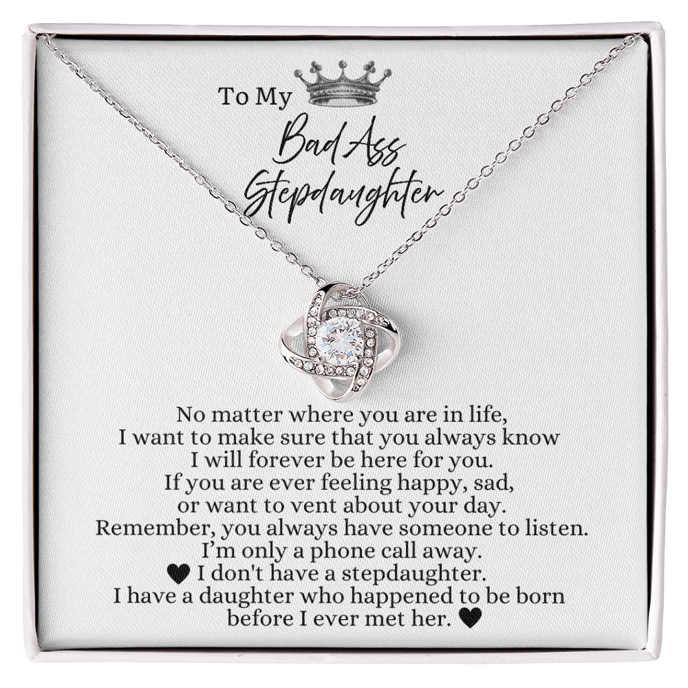 To My Badass Stepdaughter - Love Heart Necklace - Always Be Here For You Gift