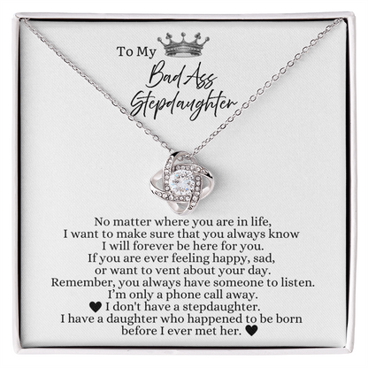 To My Badass Stepdaughter - Love Heart Necklace - Always Be Here For You Gift