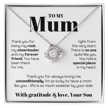 To My Mum - Love Knot Necklace - Lucky to Have You as My Mum Message Card Gift