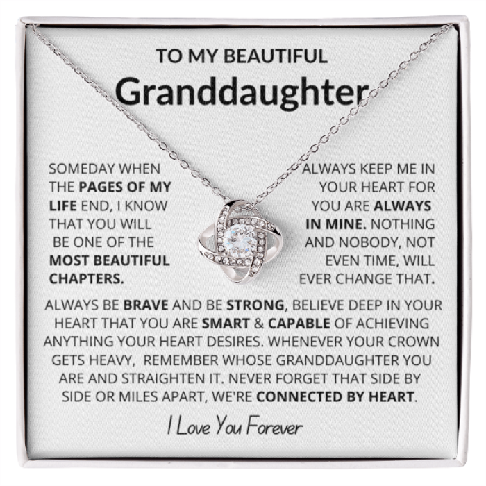 To My Granddaughter - Love Knot Necklace - Eternal Flower Gift Box