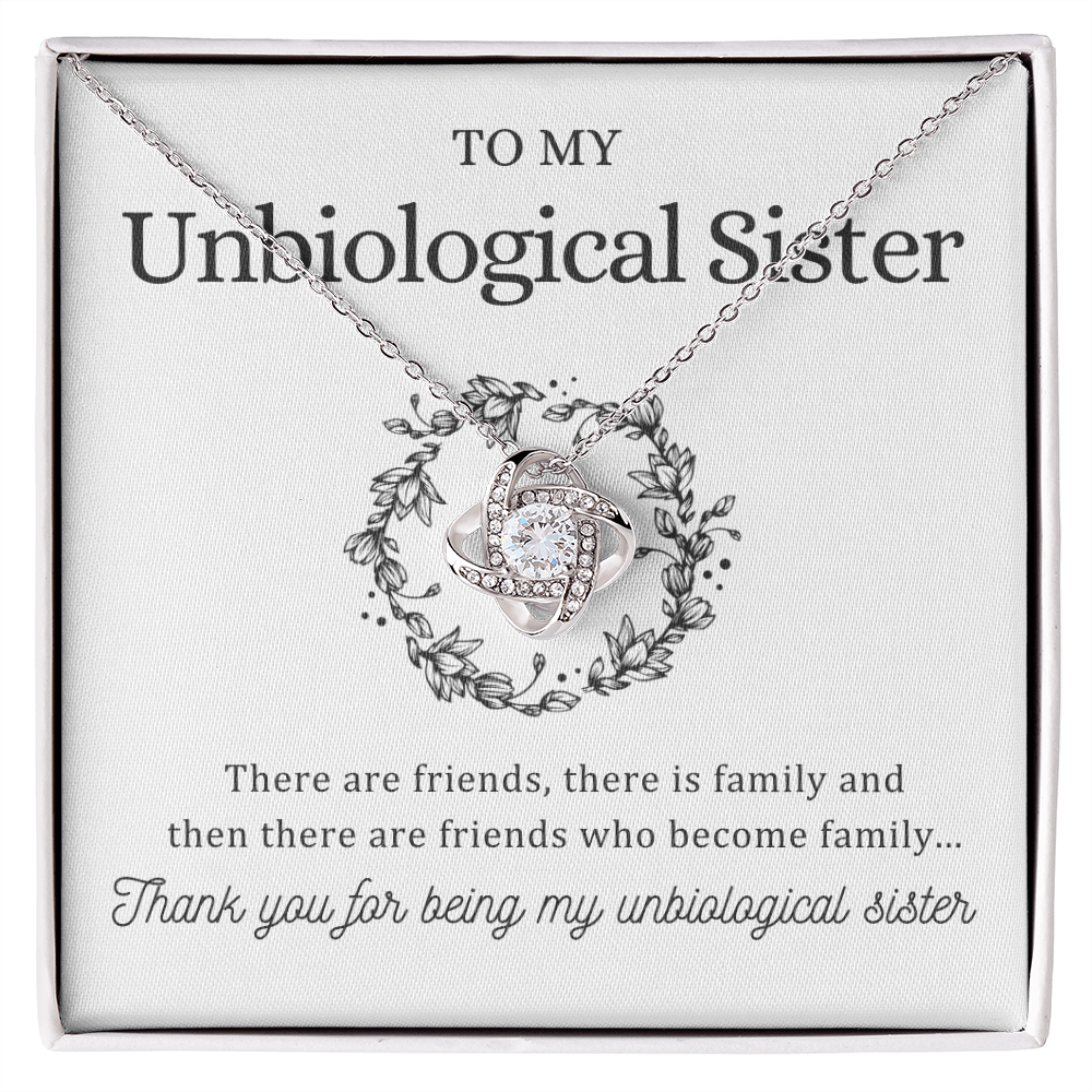 To My Unbiological Sister - Love Knot Necklace Message Card Gift