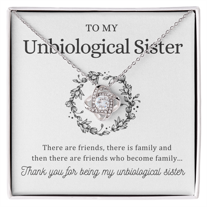 To My Unbiological Sister - Love Knot Necklace Message Card Gift