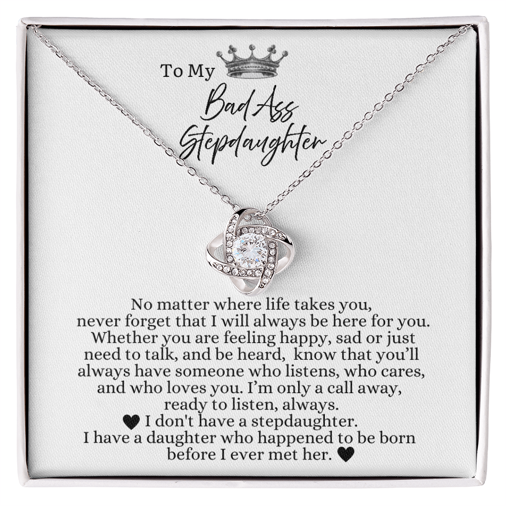 To My Bad Ass Stepdaughter - Love Heart Necklace - I Will Always Be Here For You Gift
