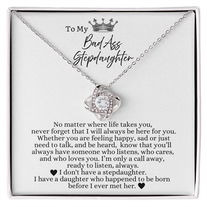 To My Bad Ass Stepdaughter - Love Heart Necklace - I Will Always Be Here For You Gift