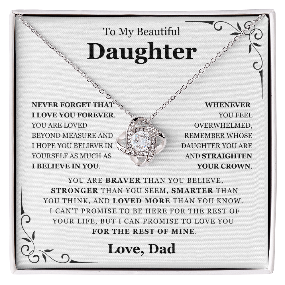 To My Daughter from Dad - Love Knot Necklace - Love You Forever Message Card Gift