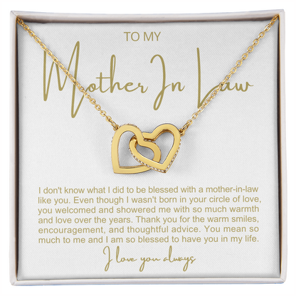 To My Mother In Law - Linked Hearts Necklace - You Are A Blessing Message Card Gift