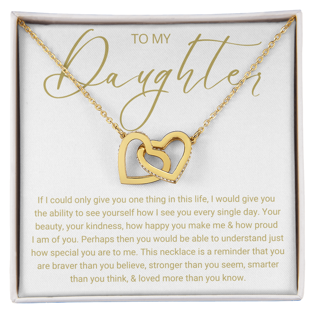 To My Daughter - Linked Hearts Necklace - Love You Forever Message Card Gift