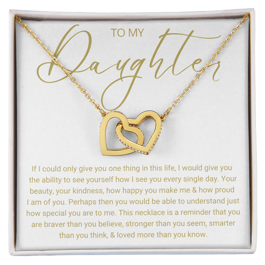 To My Daughter - Linked Hearts Necklace - Love You Forever Message Card Gift