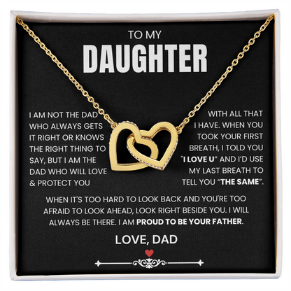 To My Daughter - Linked Hearts Necklace - Proud to Be Your Father Message Card Gift